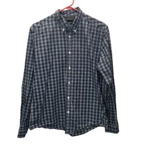 Springfield Dress Shirt Men Large Plaid Green White Red Long Sleeve Button Down